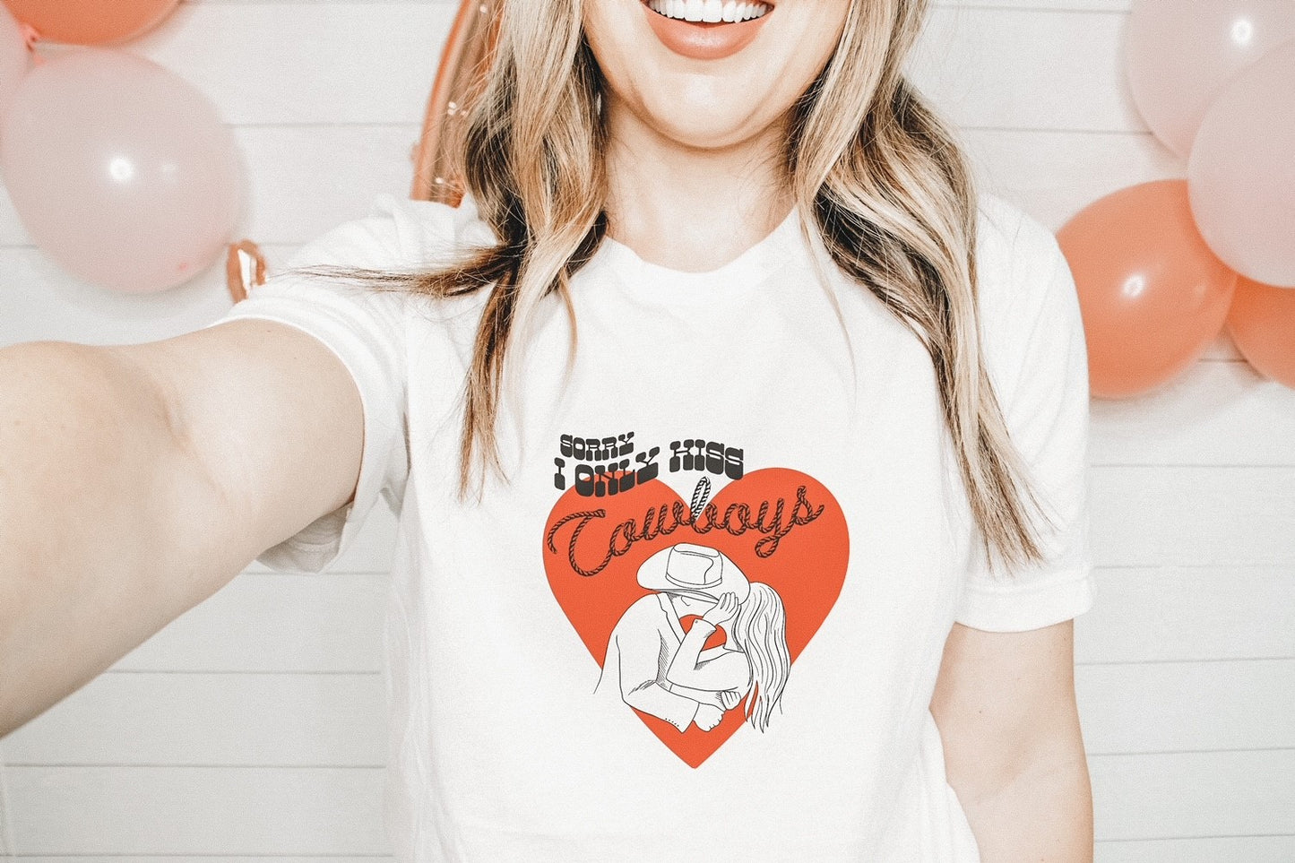 Sorry I Only Kiss Cowboys Valentine's Day Tee